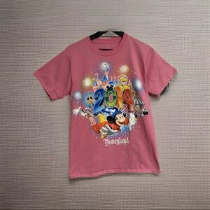 Vintage 2014 Authentic Hanes Disneyland Pink 100% Cotton Tee Shirt Unisex Size S